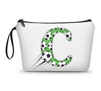 ARIOSEY Neceser de maquillaje con inicial pequeña para mujer, profesora, amiga, niña, regalo de graduación, regalo de cumpleaños de fútbol, Soccer