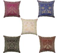 ARISE EXPORT - Juego de 5 fundas de cojín de seda bohemia para decoración del hogar y sala de estar