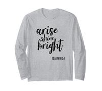 Arise Shine Bright Religious Faith Scripture Bible Versículo Manga Larga