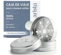 Arista Jabonera de Viaje Metalica, Jabonera Champu Solido de Aluminio con Tapa y Drenaje, Hermética, Irrompible, Compacta y Portátil para Camping, Gimnasio o Baño