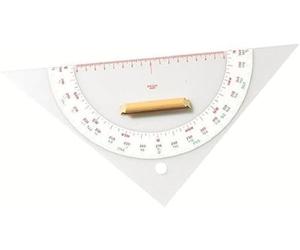 Aristo AR1560 - Escuadra con transportador de ángulos (325 mm, mango de madera, 360°/1°), transparente