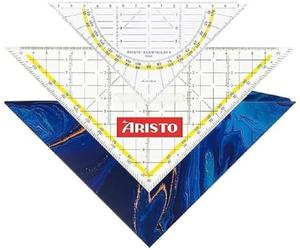 Aristo AR18101B - Juego 3 en 1 - Triángulo TZ AR1650/2 & escuadra AR1552 con funda protectora Geocover (triángulos con puntos de tinta, geocover con agujeros y cierre magnético), color azul oscuro