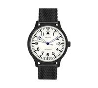 Aristo Flieger 42 Beo Automatic - Reloj para hombre (PVD, 42 mm, mecanismo automático, cristal de zafiro, fondo de cristal, correa milanesa de acero inoxidable, aspecto de aviador clásico, fabricado