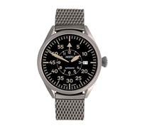 Aristo Flieger 43 Bruniert - Reloj de pulsera automático para hombre - pulsera de acero inoxidable vintage - esfera de acero inoxidable negro bruñido con parte frontal de cristal de zafiro - Fabricado