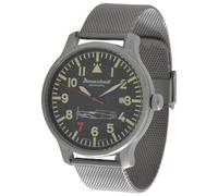 Aristo Messerschmitt ME109-42R7-AM - Reloj de aviador con correa roja 7 automática, SW200, resistente al agua 5 ATM