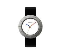 Aristo Titan 5D103-1 - Reloj de pulsera de cuarzo para mujer, correa de piel negra y esfera blanca con parte frontal de cristal mineral, fabricado en Alemania, plata