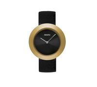 Aristo Titan Schmuckband Reloj de cuarzo - 5D116-SS - Reloj de mujer de titanio - Ø 37 mm - Esfera negra - Cristal mineral - Bisel PVD oro - Elegante correa de piel - Ultraligero - Fabricado en