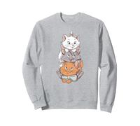 Aristogatos Lindos gatos Sudadera, Unisex para adultos, Gris Jaspeado, S