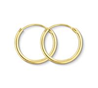 Aritos de oro pequeños finos 15mm 8k/333 Oro amarillo ancho 1.3mm Pendientes de Aro para mujer niña bebè hombre Aros de oro Caja de regalo de joyería