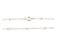 ARITZI - Collar - Fina Plata De Ley 925 - Cadena Fina eslabones Estilo Satélite - Grosor 0,7 mm Bola 2,8 mm - con Largo de 45 cm. Fabricado en Italia con baño Dorado.