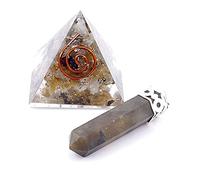 ARITZI - Juego de Minerales semipreciosas en formas de pirámide de orgonita y colgante de punta - Labradorita