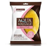 ARIX | 12 esponjas de baño para el cuerpo extra delicadas de la línea Aqua Massage Sensitive, esponja suave para todo tipo de pieles, Supgna suave y absorbente masaje Relax - 12 unidades