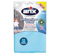 Arix | 12 Paños de Microfibra para Cristales con Antibacteriano, 32 x 31 cm, paño de Limpieza de Cristales de Doble Cara para Limpiar Espejos, Cristales y Superficies Brillantes - Paquete de 12