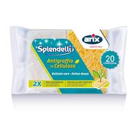 Arix 40 esponjas Glitty antiarañazos de celulosa línea Splendelli, Esponja de Cocina Delicada para ollas antiadherentes, vitrocerámica, sartenes esmaltadas, Vidrio, Cristales, 20 Paquetes, Fabricado