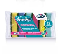 ARIX 72 esponjas abrasivas de Colores de la línea Splendelli, esponjas Multiusos para la Suciedad obstinada, 12 Paquetes de 6 esponjas - Fabricado en Italia