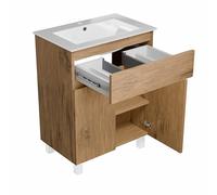 Ariza Lavabo con Armario Bajo de 60 cm - Colgante o de Pie para Baño - Madera/Roble Lancelot