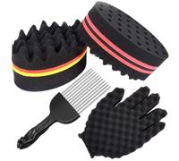 ARJDXDP 4 Cepillo de Esponja Pelo,Agujeros Grandes (15 mm) Esponja Afro Braid Style Dreadlock,cepillo de esponja ovalado para cabello rizado,cepillo de doble cara de doble uso con agujero