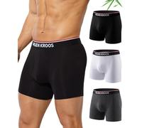 Arjen Kroos Calzoncillos Hombre Boxer Largo Bambú 3 Pack, Ropa Interior Abrir La Mosca Boxers, sin Etiqueta Bóxer Negro/Blanco/Gris M