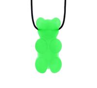ARK - Collar masticable con diseño de oso de goma, sin sustancias nocivas, 3 grados de dureza, soporte sensorial para niños y adultos, cordón ajustable (suave, verde transparente)