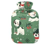 Ark Green Playful Pups - Botella de agua caliente de Navidad con cubierta suave, bolsa de compresión caliente de 2 L para calentador de manos y pies