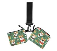 Ark Green Playful Pups - Tarjeteros de Navidad para mujer, monedero, gran capacidad, con cremallera, bolsillo para monedas para mujer, 2 unidades