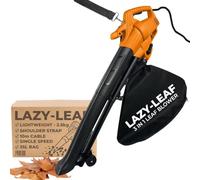 Ark Mat Lazy-Leaf - Soplador eléctrico de hojas, aspiradora de jardín y trituradora 3 en 1, cable de 12 m, bolsa de 45 litros, ligero de 3 kg, canal de altura ajustable, 3000 W, 6 velocidades