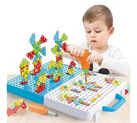 Ark miido Juguetes Niños 3 Años Herramientas Juguete Puzzle 3D Caja de Herramientas, Mosaicos Juegos de Construcción con Taladro Eléctrico, Juegos Educativos Regalos Niños 3 4 5 6 Años, 316 Piezas