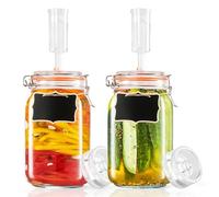Ark miido Kit de fermentación de 1,5 L, tarros de fermentación con airlock y tapas, recipiente Kimchi perfecto para encurtidos, kombucha fuerte, vino, sidra, kit de elaboración de hidromiel, pack de 2