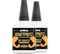 ARKA 2 x 50 g 3D impresión superpegamento - Extra fuerte, resistente al agua, PLA, ABS, PETG y adhesivo de TPU, incluye punta antidesecación, protzig