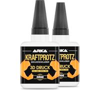 ARKA 2 x 50 g Super Glue extra fuerte, Incluye punta especial contra la deshidratación, Resistente al agua, Pegamento 3D para PLA, ABS y PETG