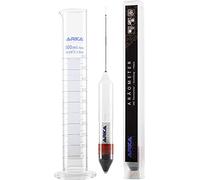 ARKA Juego de hidrómetro - Incl. termómetro y Probeta de Vidrio de borosilicato 3.3 - medición de Densidad de Alta precisión para acuarios Marinos, Calidad de Laboratorio, fácil de Usar