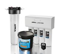 ARKA myAQUA 1900 starter set - Completo sistema de ósmosis inversa para hasta 1900 litros/día, incluye medidor de TDS y filtro de resina, garantiza agua pura.