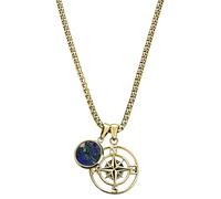 Arkai Atlas - Collar con colgante de brújula plateada y azurmalaquita para hombre, cadena de acero inoxidable, joyería única para aventureros y exploradores, 75, Metal, No es una piedra preciosa