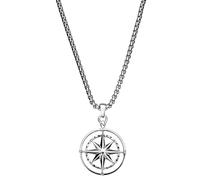 Arkai Atlas - Collar con colgante de estrella del norte de acero plateado para hombre, joyería elegante para uso diario, 75, Metal, No es una piedra preciosa