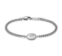 Arkai by Trendhim Pulsera para hombre, símbolo de Aum en aspecto plateado, acero inoxidable 316L, diseño danés, cadena plana de color plateado