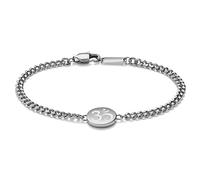 Arkai by Trendhim Pulsera para hombre, símbolo de Aum en aspecto plateado, acero inoxidable 316L, diseño danés, cadena plana de color plateado