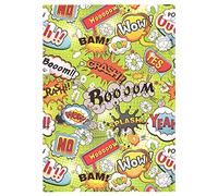 arkamii Juego de 4 hojas de papel de regalo, tamaño 99 x 68 cm, WOO CRASH BOOM (18-8678)