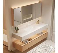 ARKCHIU Conjunto De Muebles De Baño De Pared con Lavabo, Incluye Gabinete De Espejo, Mueble De Baño con CajonesBrown,160cm/63in