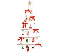 ARKEM Árbol de Navidad Colgante con Luces, Árbol de Navidad de Madera montado en la Pared Decoración de la Sala de Estar, Árbol de Escalera de Madera Luces LED Decoración de Pared-A