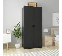 ARKEM Armario de Madera Contrachapada Negro - Escobero y Trastero 90x52x200 cm