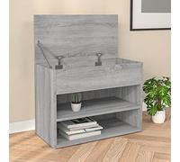 ARKEM Banco Zapatero Madera contrachapada Gris Sonoma 60x30x45 cm Zapatera con Banco, Arcón para Zapatos con Asiento, Mueble para Calzado, Mobiliario para Almacenamiento