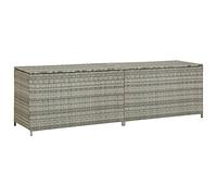 ARKEM Caja de almacenaje de jardín ratán sintético Gris 200x50x60 cm Mueble Exterior almacenaje Armario Jardin Exterior Banco arcon Jardin Exterior