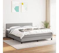 ARKEM Cama Box Spring con colchón Tela Gris Claro 160x200 cm somier Mueble Acolchado Dormitorio Estructura de Cama - 3140145