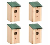 ARKEM Casa para pájaros 4 Unidades Madera 12x12x22 cm Caja Nido De Madera para Aves Silvestres