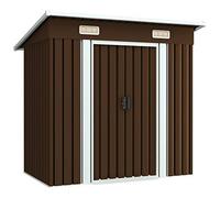 ARKEM Caseta de Almacenamiento jardín Acero marrón 194x121x181 cm Caseta De Jardin Exterior Casa Prefabricada