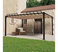 ARKEM Cenador con Techo persiana 3x4 m Tela y Aluminio taupé Pergola Jardin Exterior