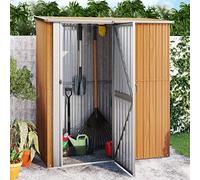 ARKEM Cobertizo jardín Acero galvanizado Look Madera 180,5x97x209,5cm Casetas Jardin Exterio Casetas De Jardin