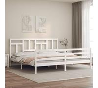ARKEM Estructura de Cama Cama De Matrimonio con cabecero Madera Maciza Blanco 200x200 cm Cama Litera Matrimonio