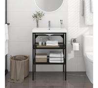 ARKEM Estructura de Lavabo de Hierro Negro 59x38x83 cm Mueble Lavabo Fondo Reducido