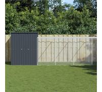 ARKEM Gallinero con Corral Acero galvanizado Gris 165x863x181 cm Puerta De Gallinero Jaula Conejo